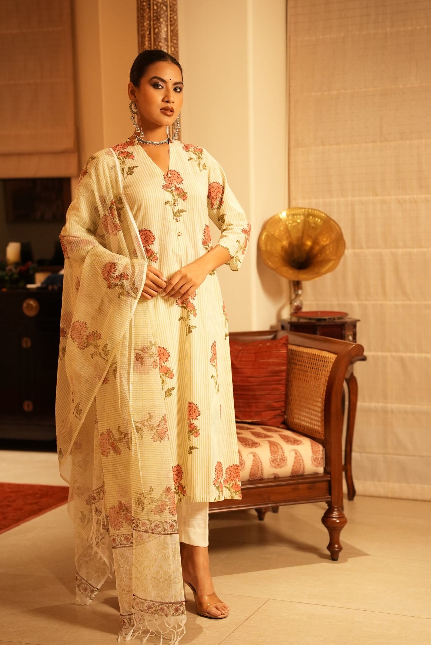 Gul hand block print kurta and dupatta