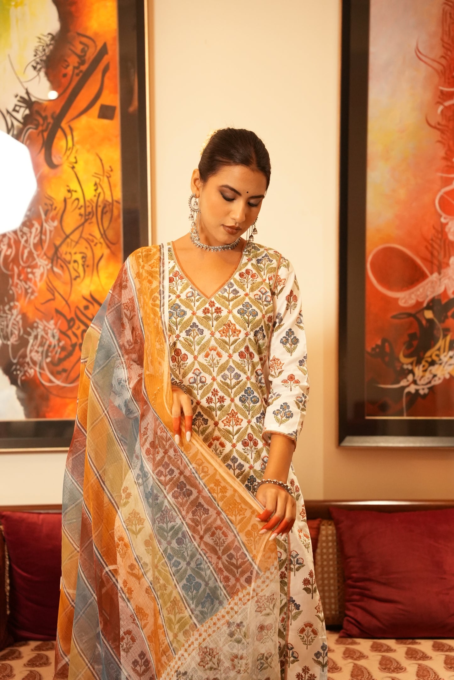 Yusra hand block printed Kurta and dupatta