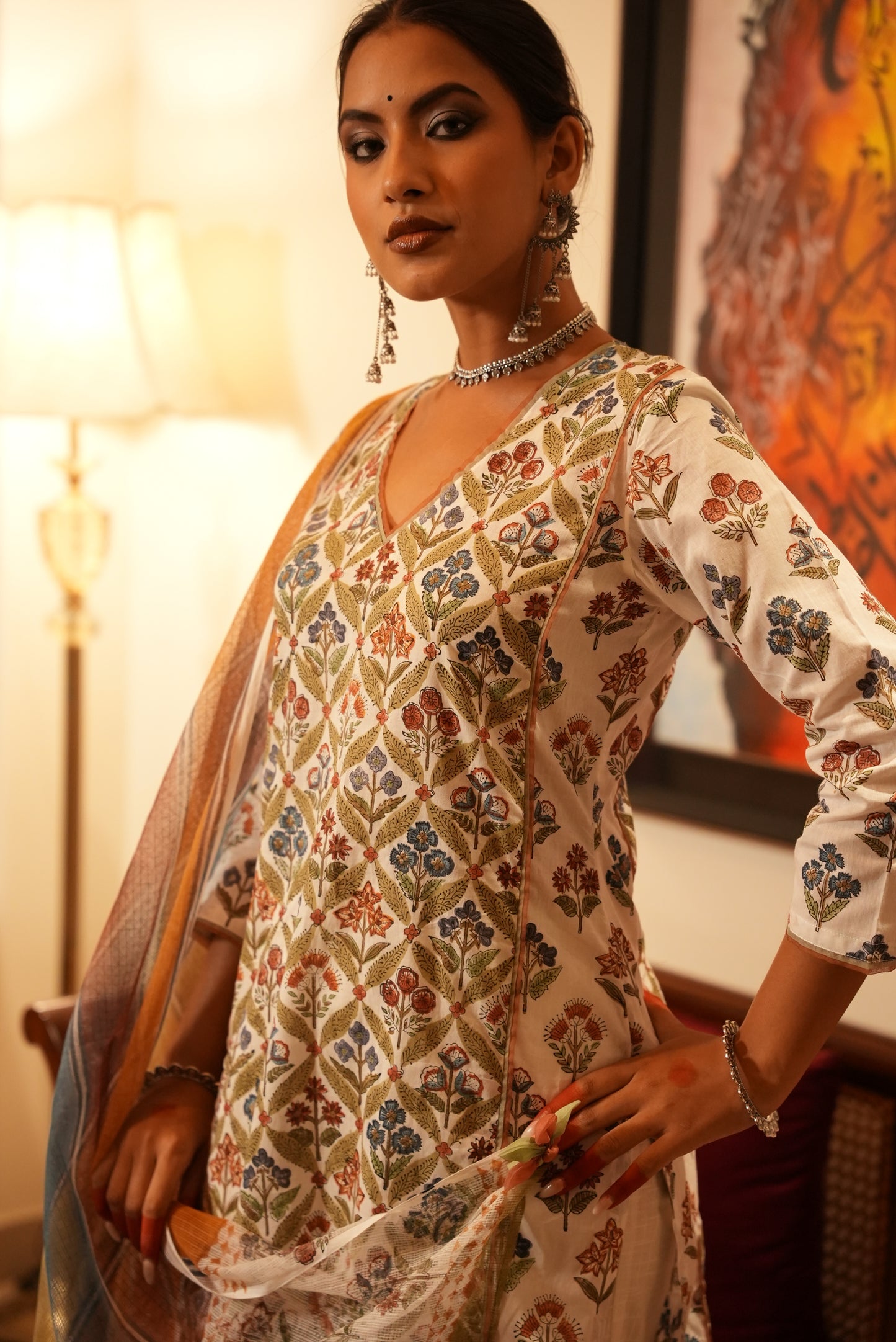 Yusra hand block printed Kurta and dupatta