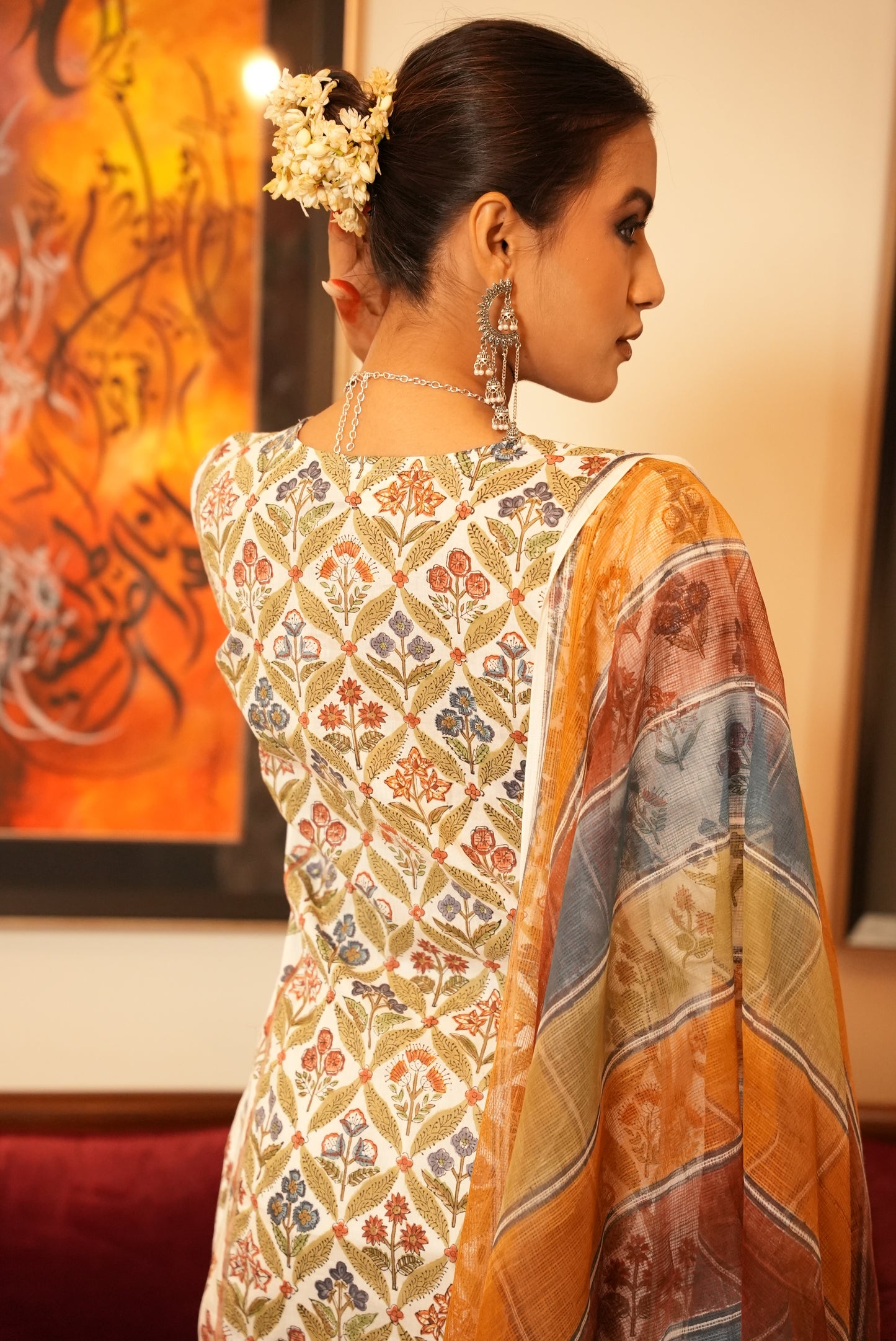 Yusra hand block printed Kurta and dupatta