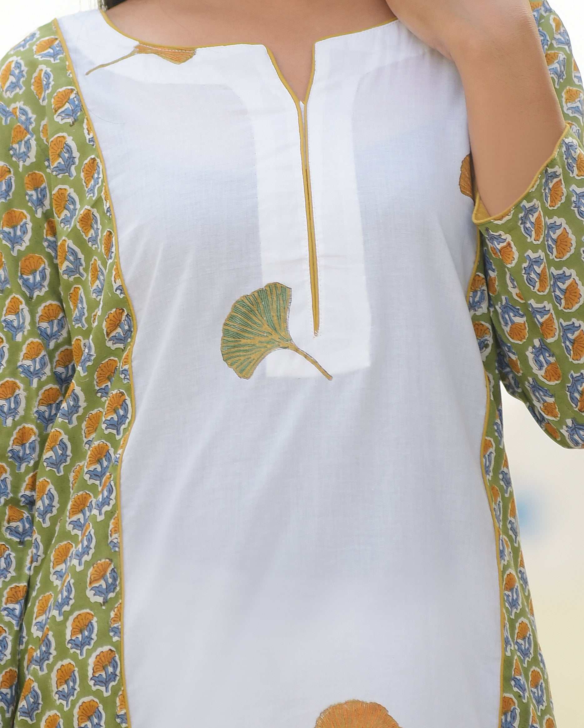 Hand Block Leaf Printed Kurta