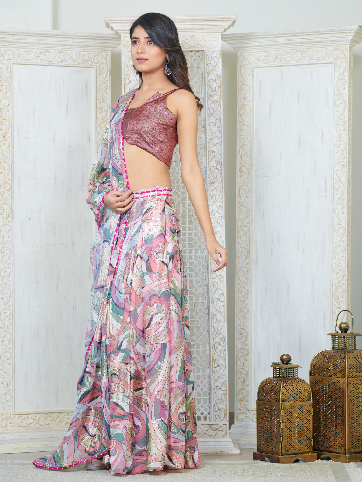 Raahat Brocade Blouse and Skirt Set