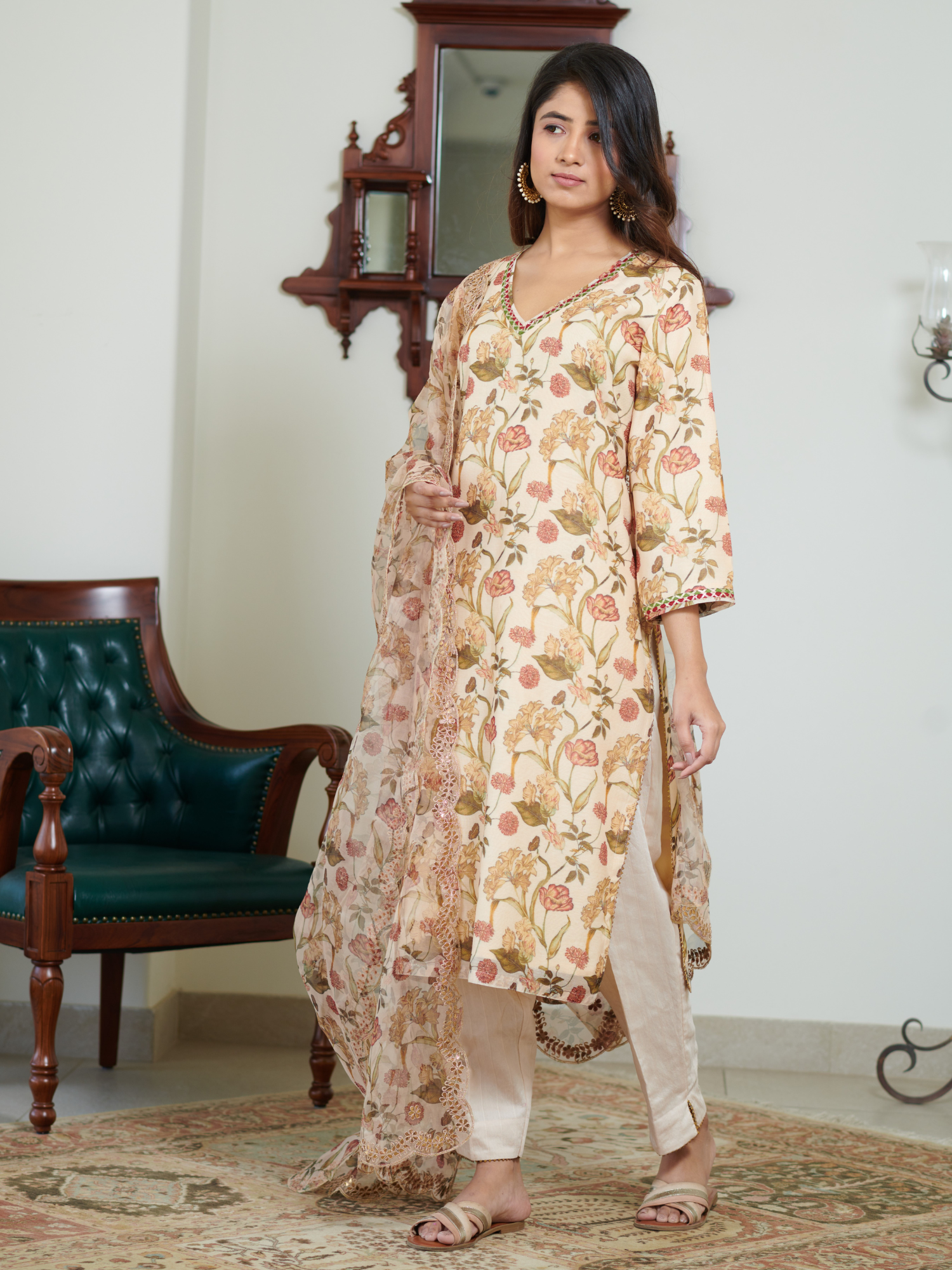 Mishkaa Multi Floral Digital Print Kurta Set