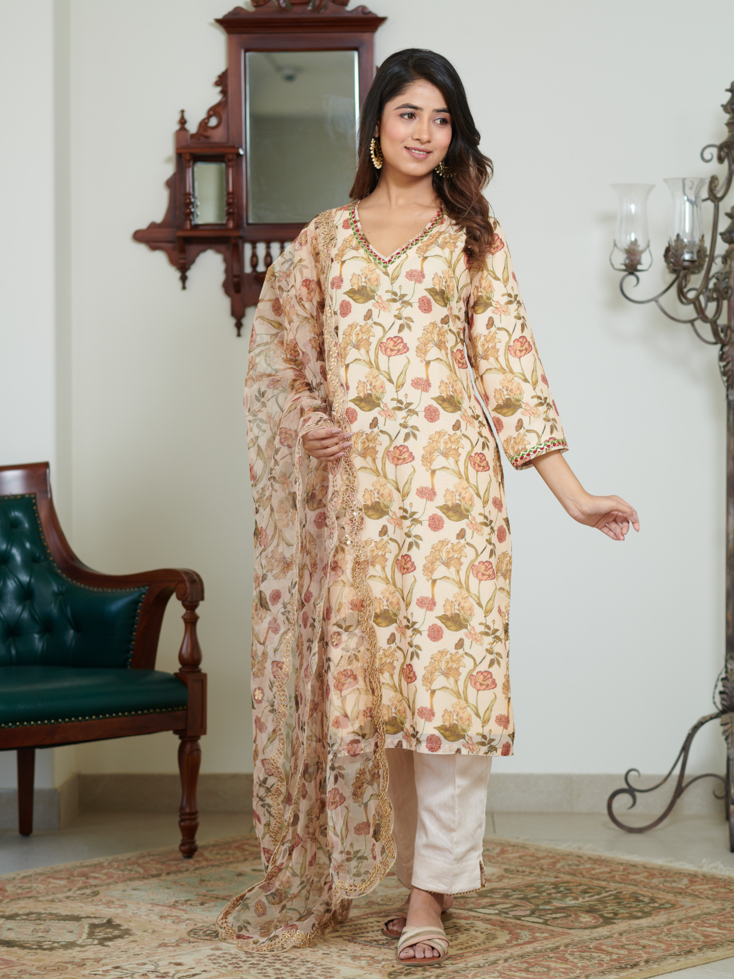 Mishkaa Multi Floral Digital Print Kurta Set