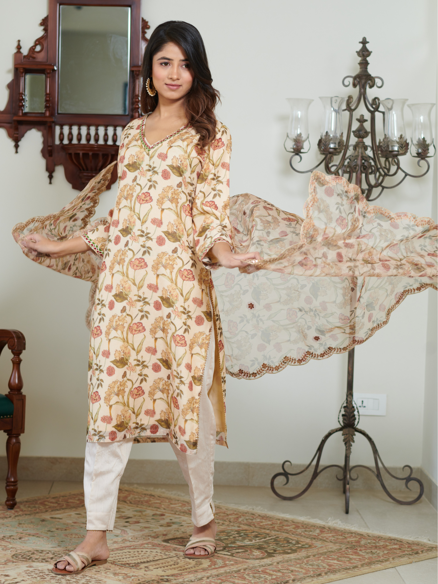 Mishkaa Multi Floral Digital Print Kurta Set