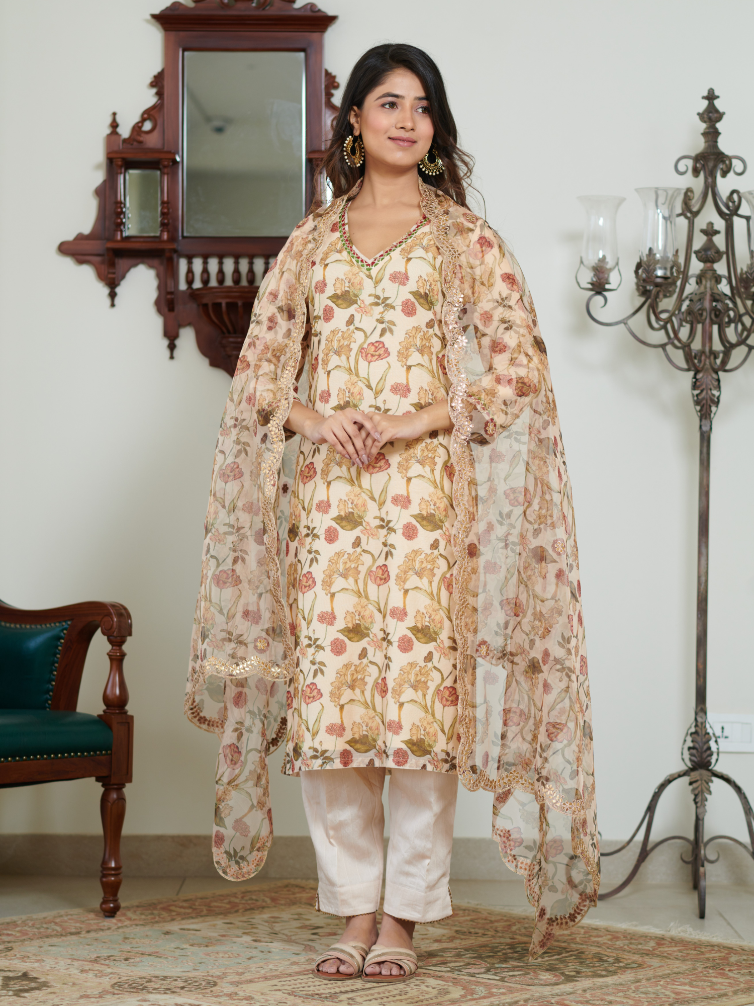 Mishkaa Multi Floral Digital Print Kurta Set