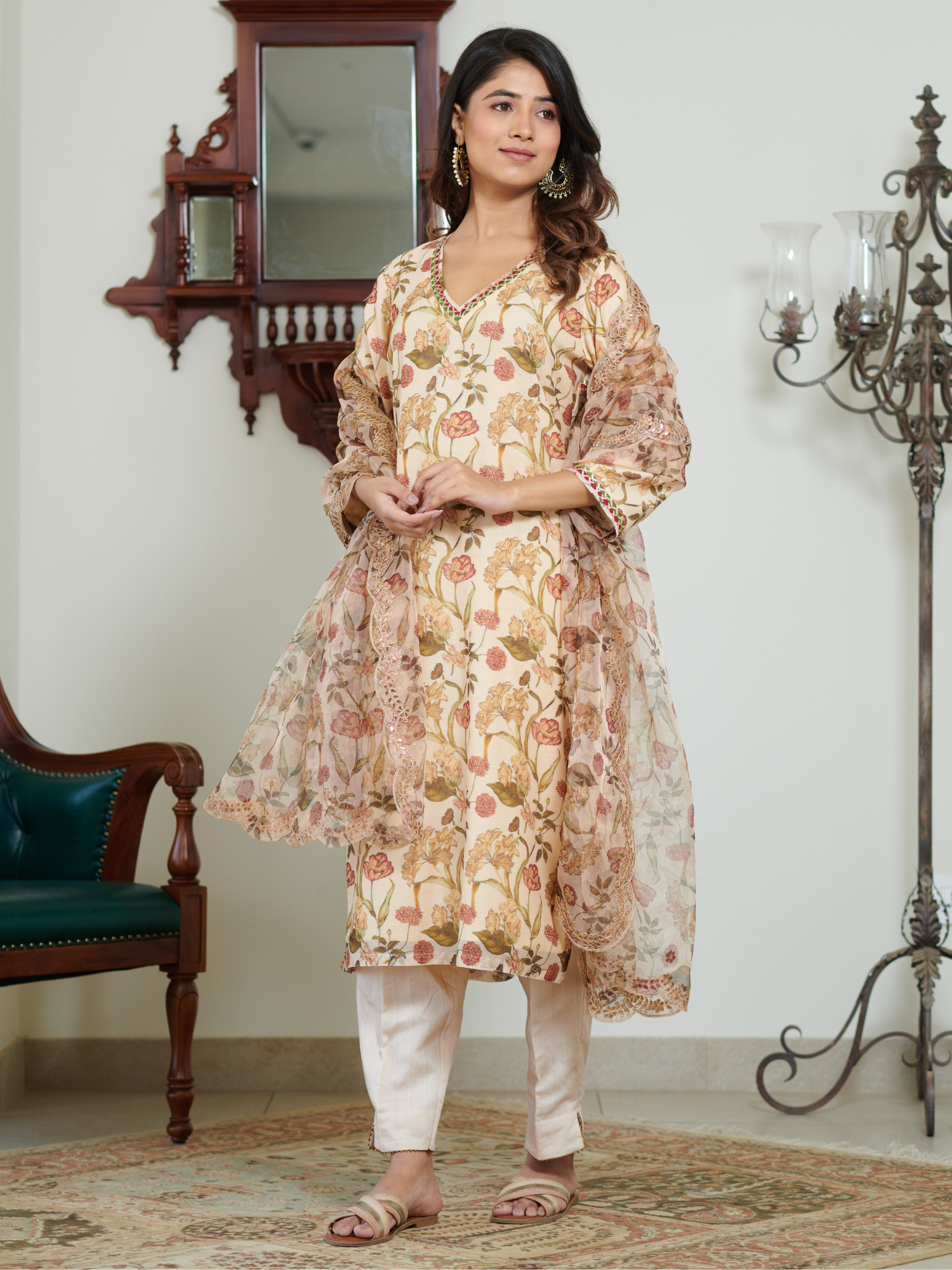 Mishkaa Multi Floral Digital Print Kurta Set