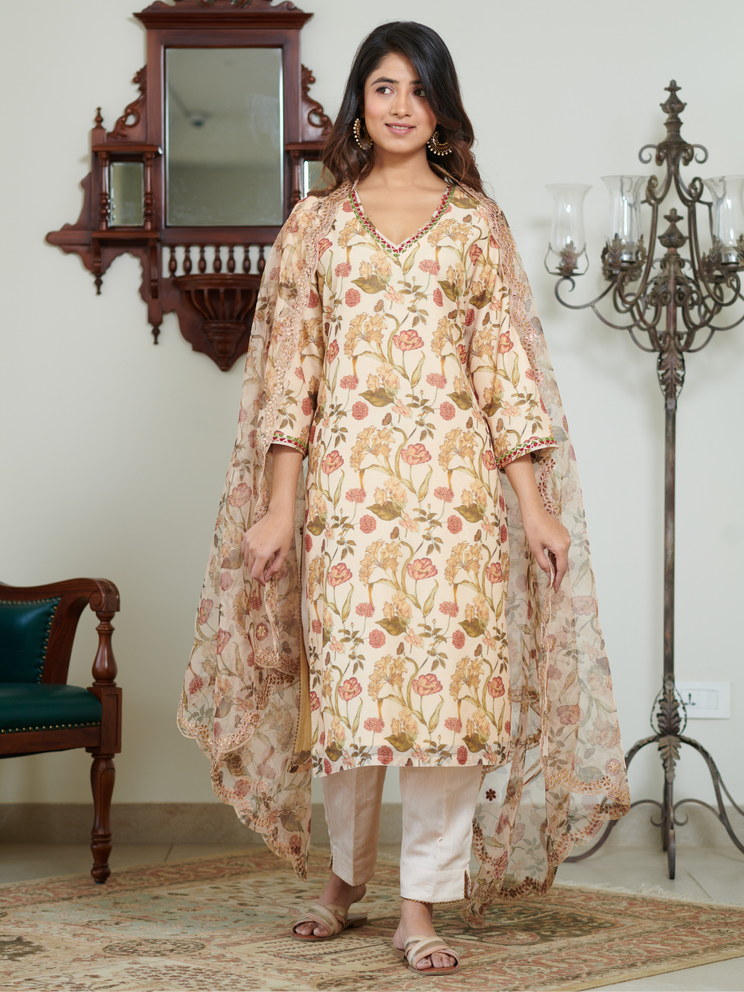 Mishkaa Multi Floral Digital Print Kurta Set