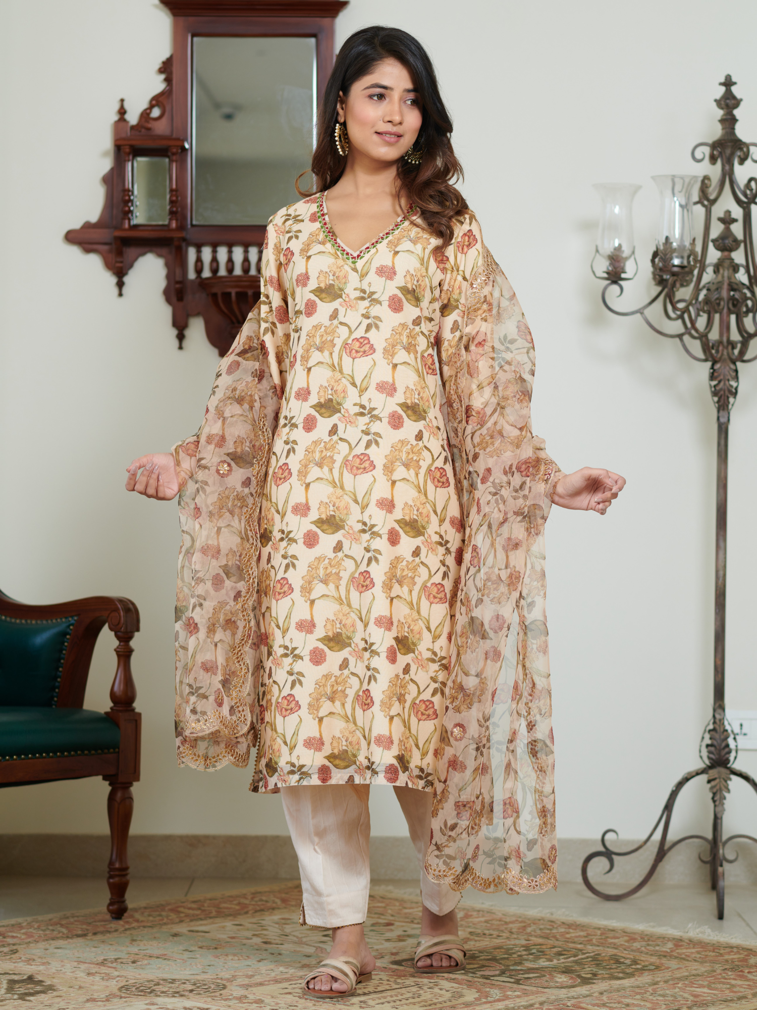 Mishkaa Multi Floral Digital Print Kurta Set