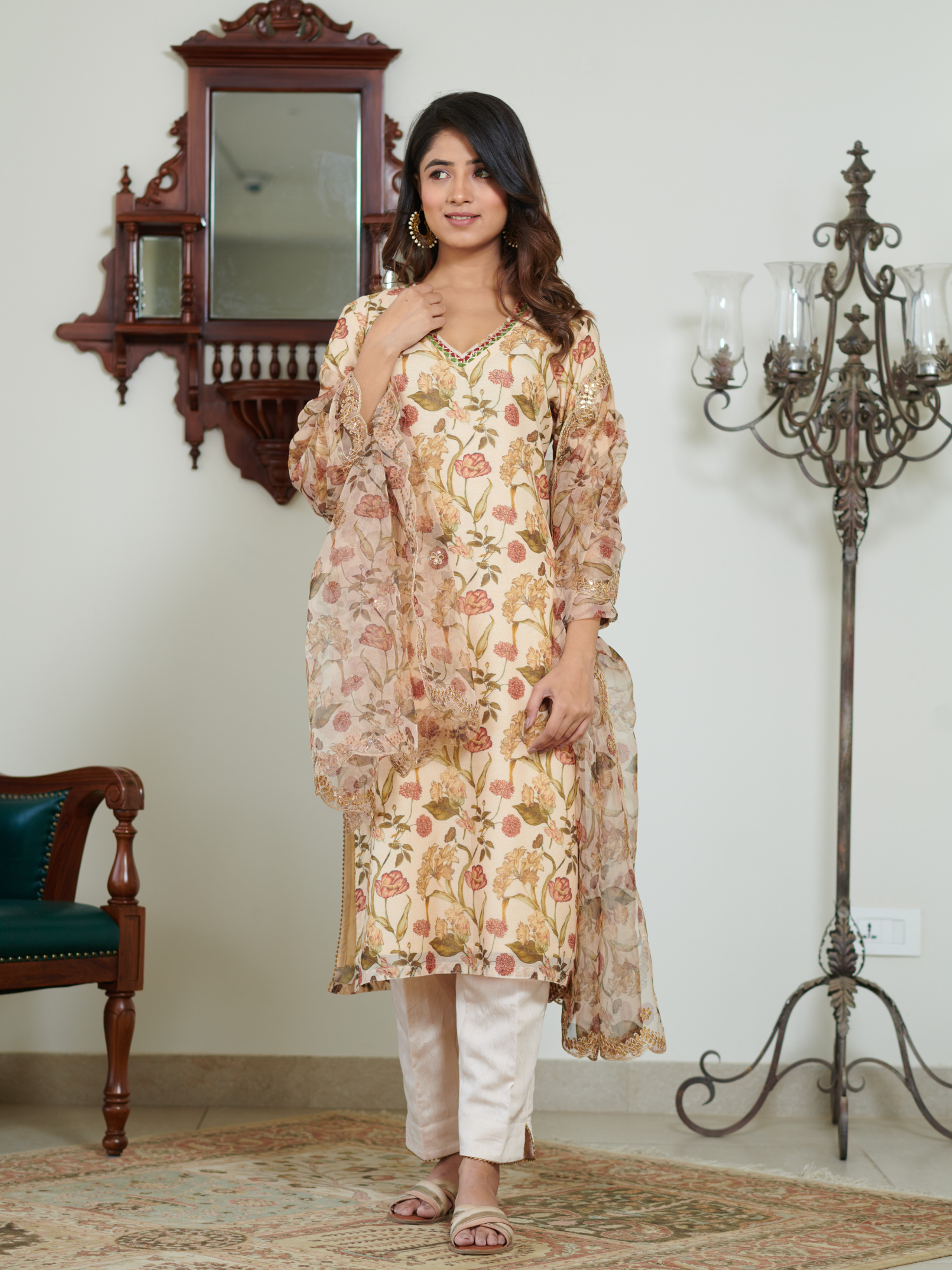 Mishkaa Multi Floral Digital Print Kurta Set