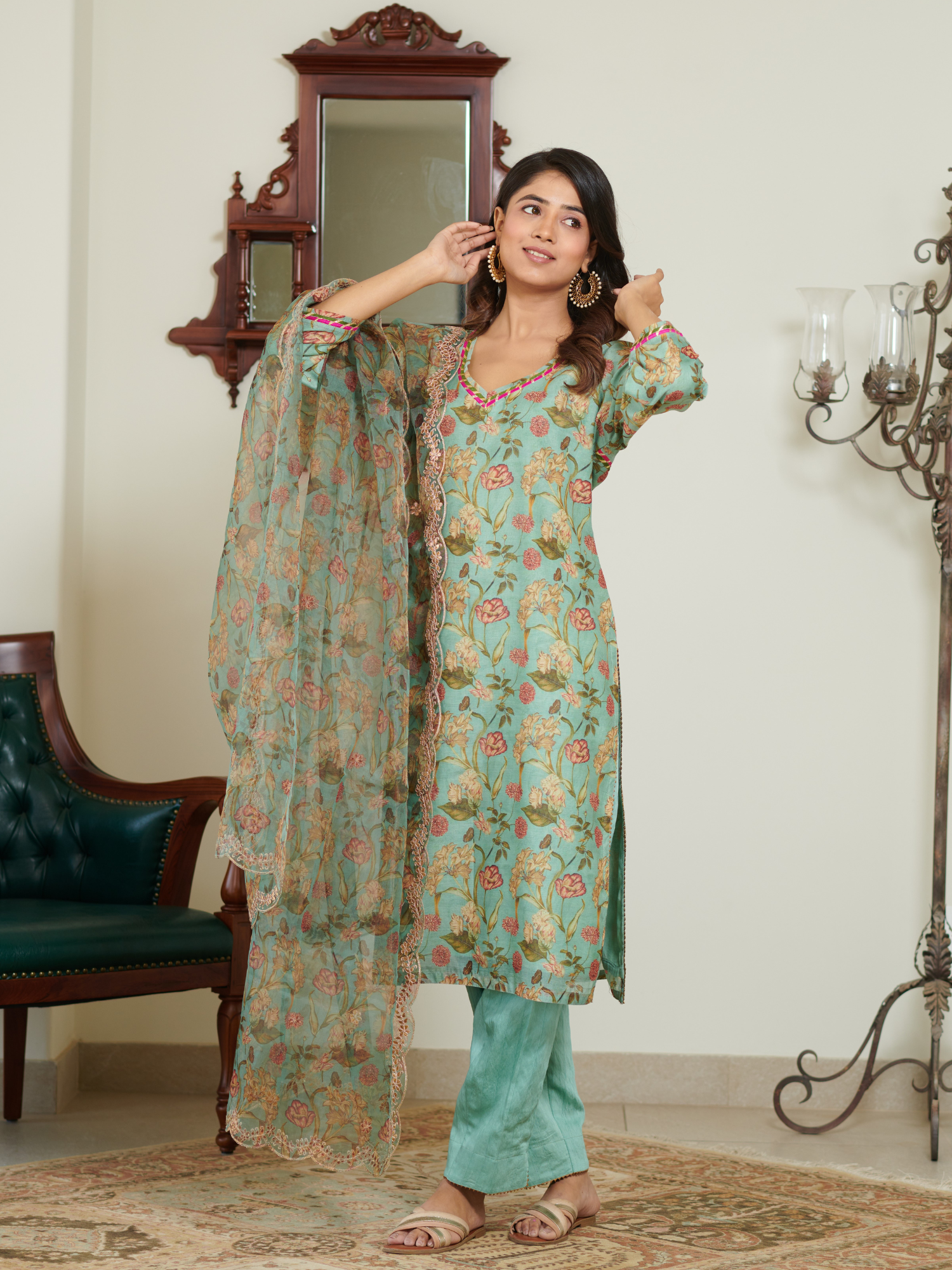 Meera Multi Floral Digital Print Kurta Set