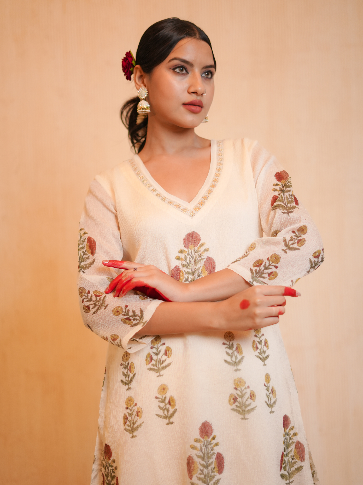 Pakeezah Imported Organza Block Printed Kurta Set