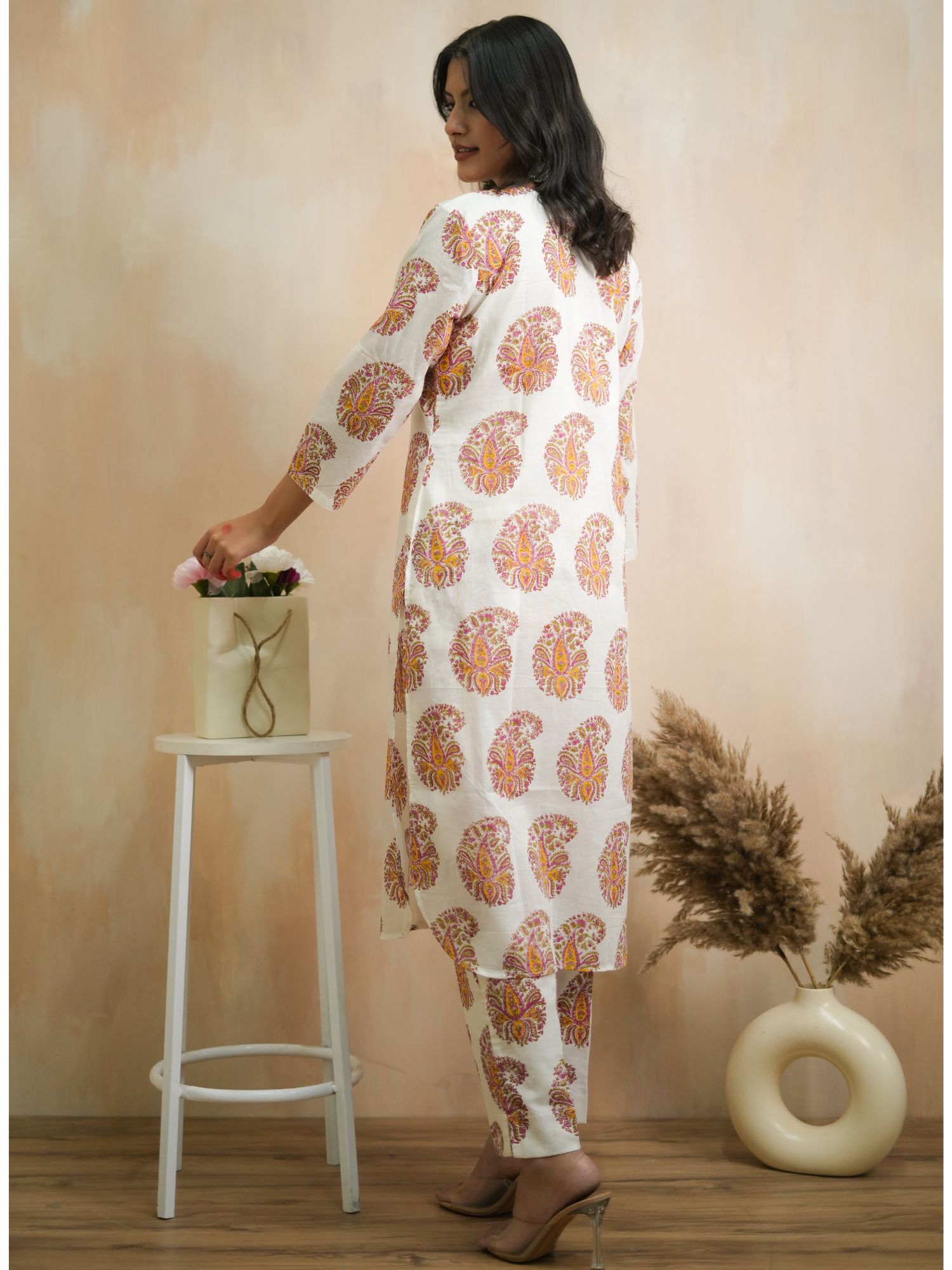 Meher Paisley Block Printed Front Slit Cord Set