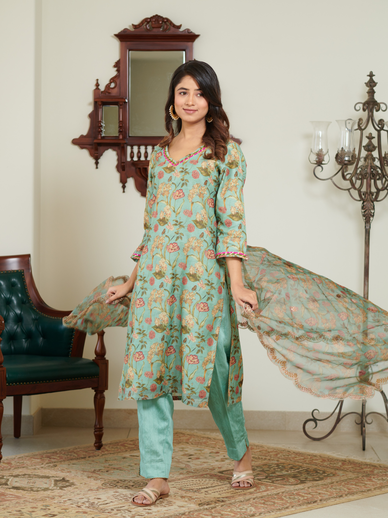 Meera Multi Floral Digital Print Kurta Set