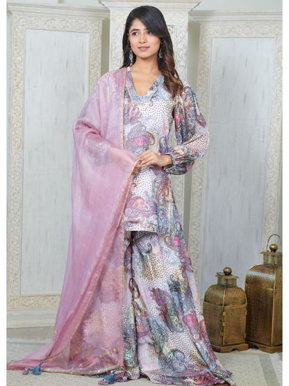 Arisha Brocade Kurta and Sharara Set