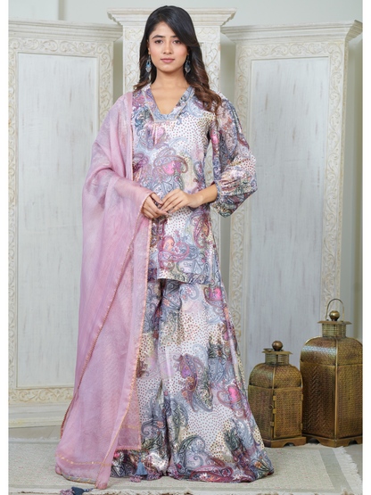 Arisha Brocade Kurta and Sharara Set