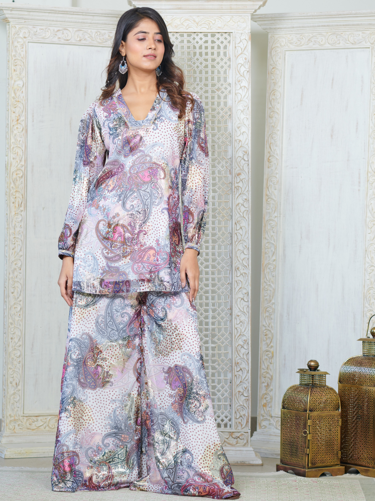 Arisha Brocade Kurta and Sharara Set