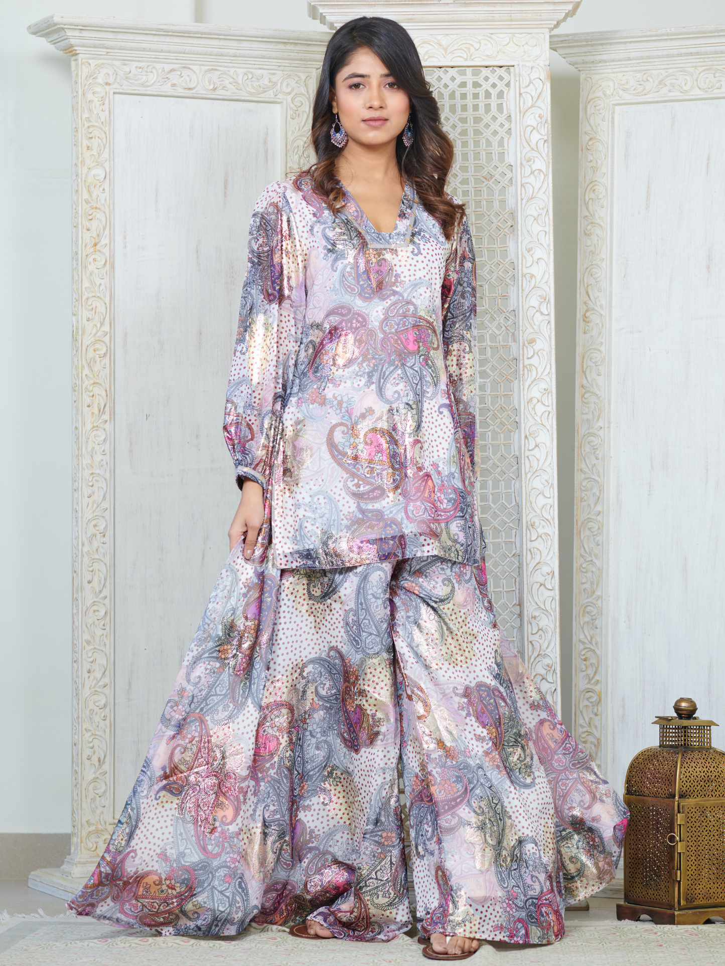 Arisha Brocade Kurta and Sharara Set