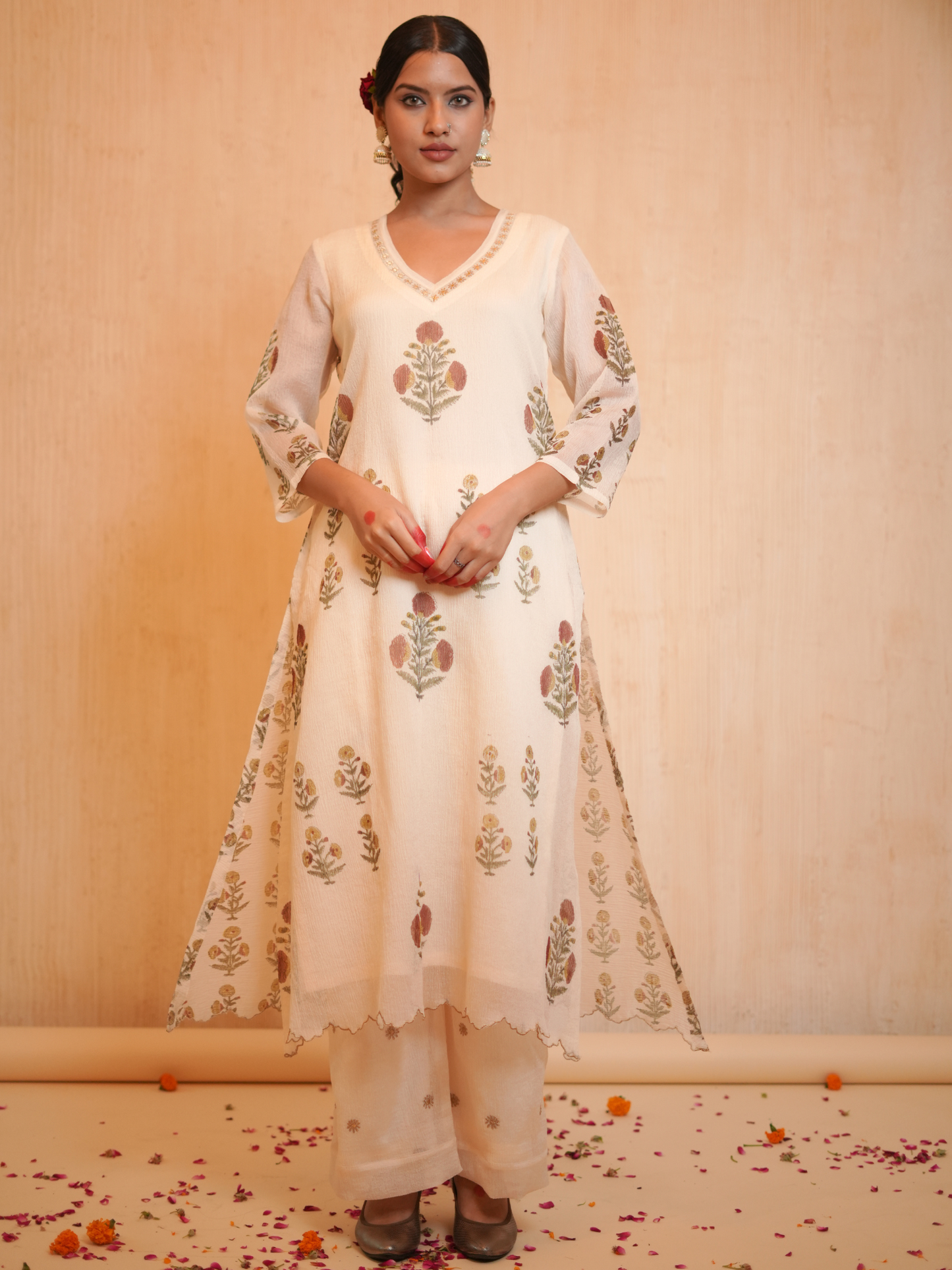 Pakeezah Imported Organza Block Printed Kurta Set