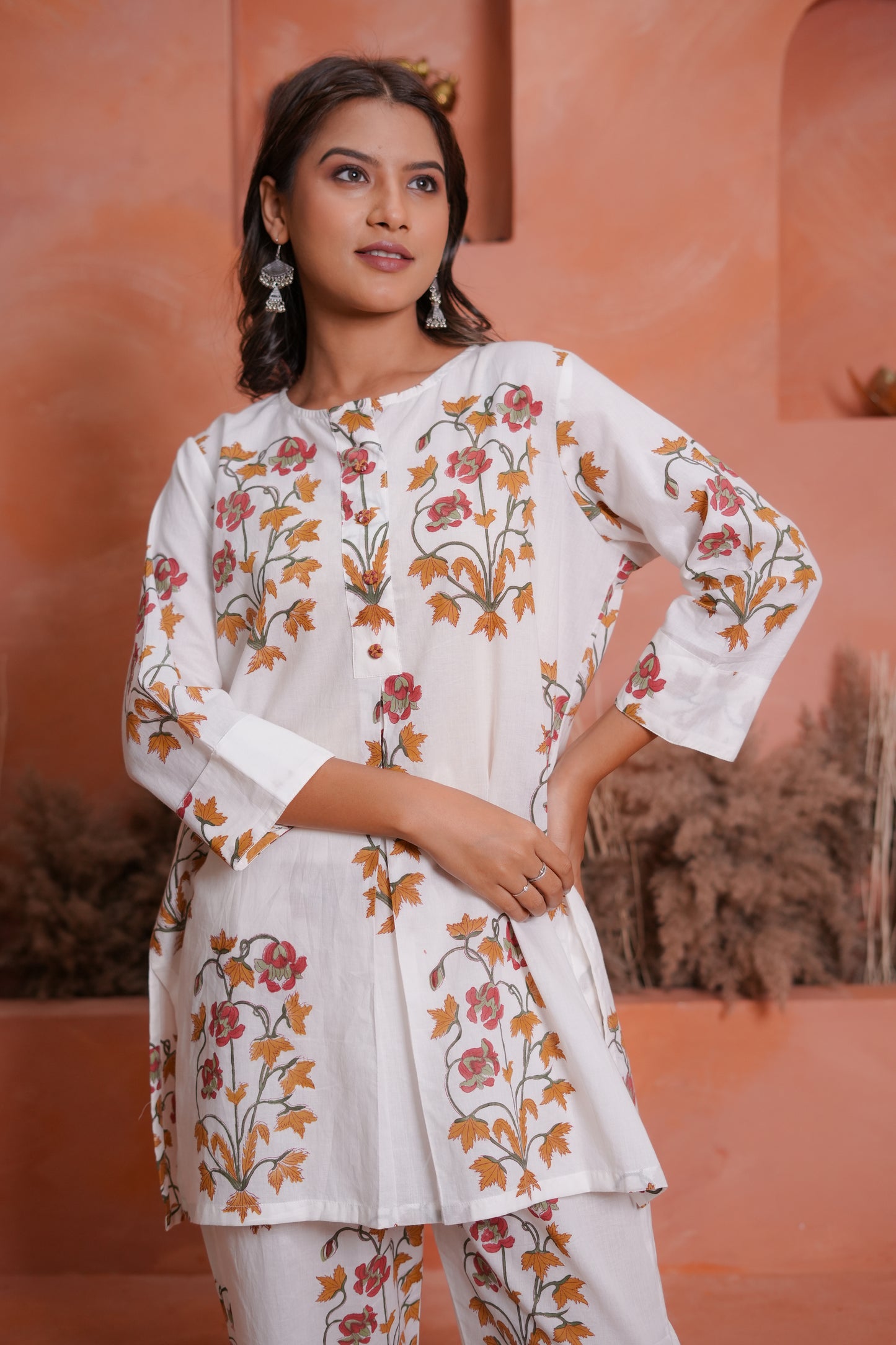 Soz Mughal Buta Hand Block-Printed Cotton Co-ord Set