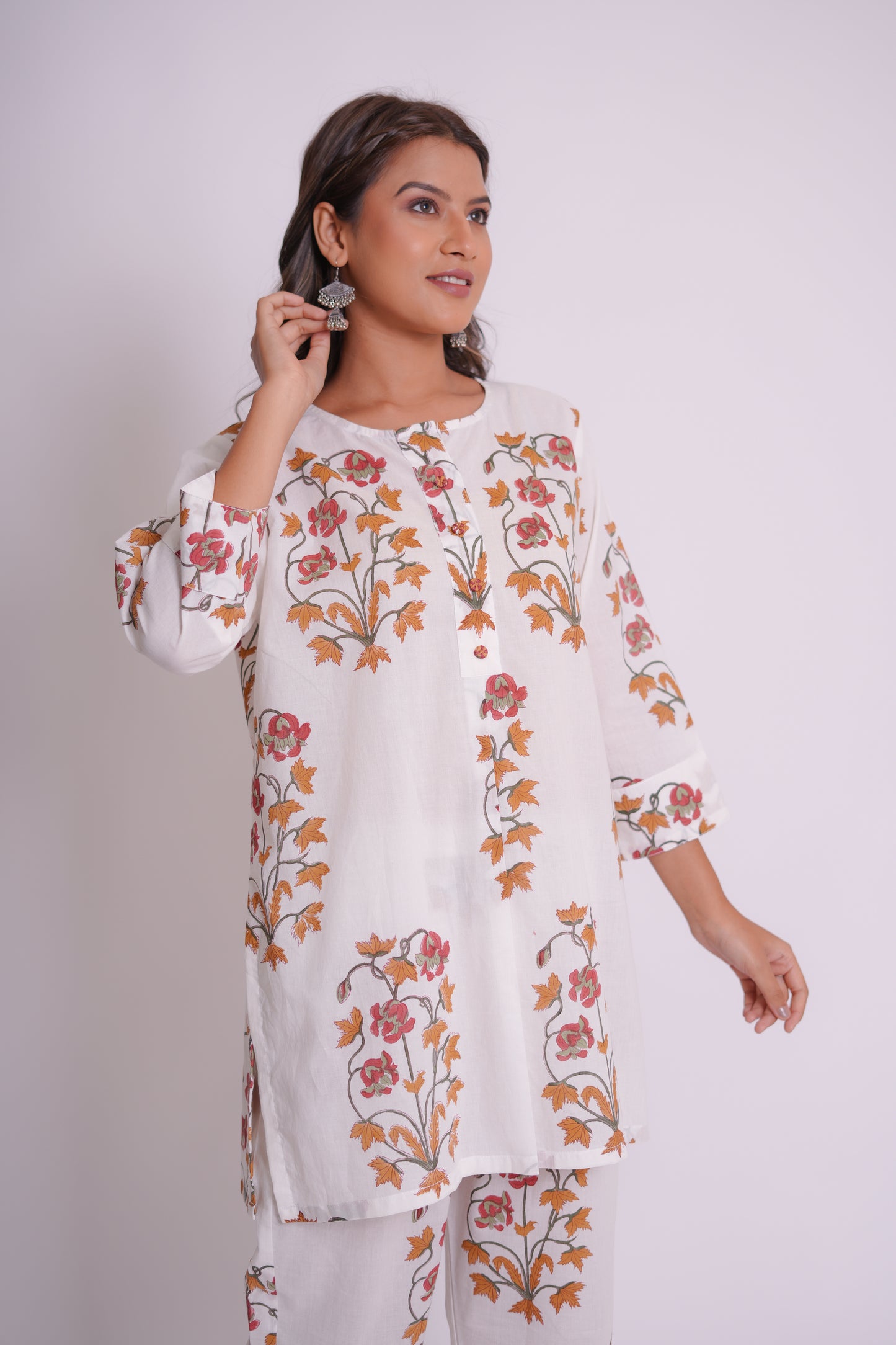 Soz Mughal Buta Hand Block-Printed Cotton Co-ord Set