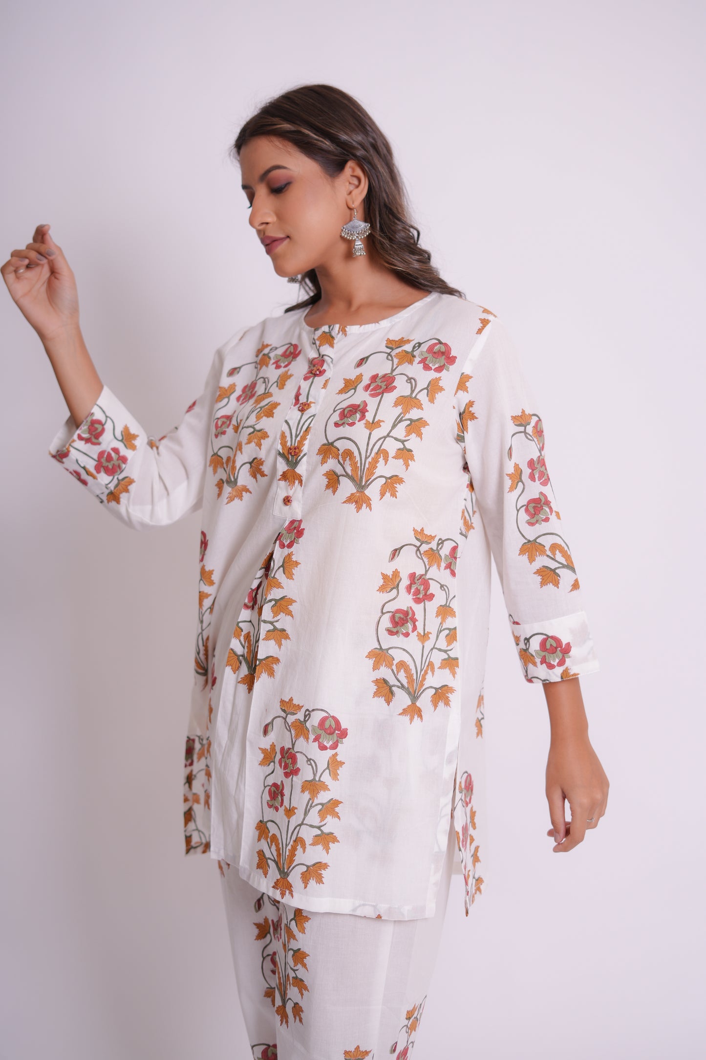 Soz Mughal Buta Hand Block-Printed Cotton Co-ord Set