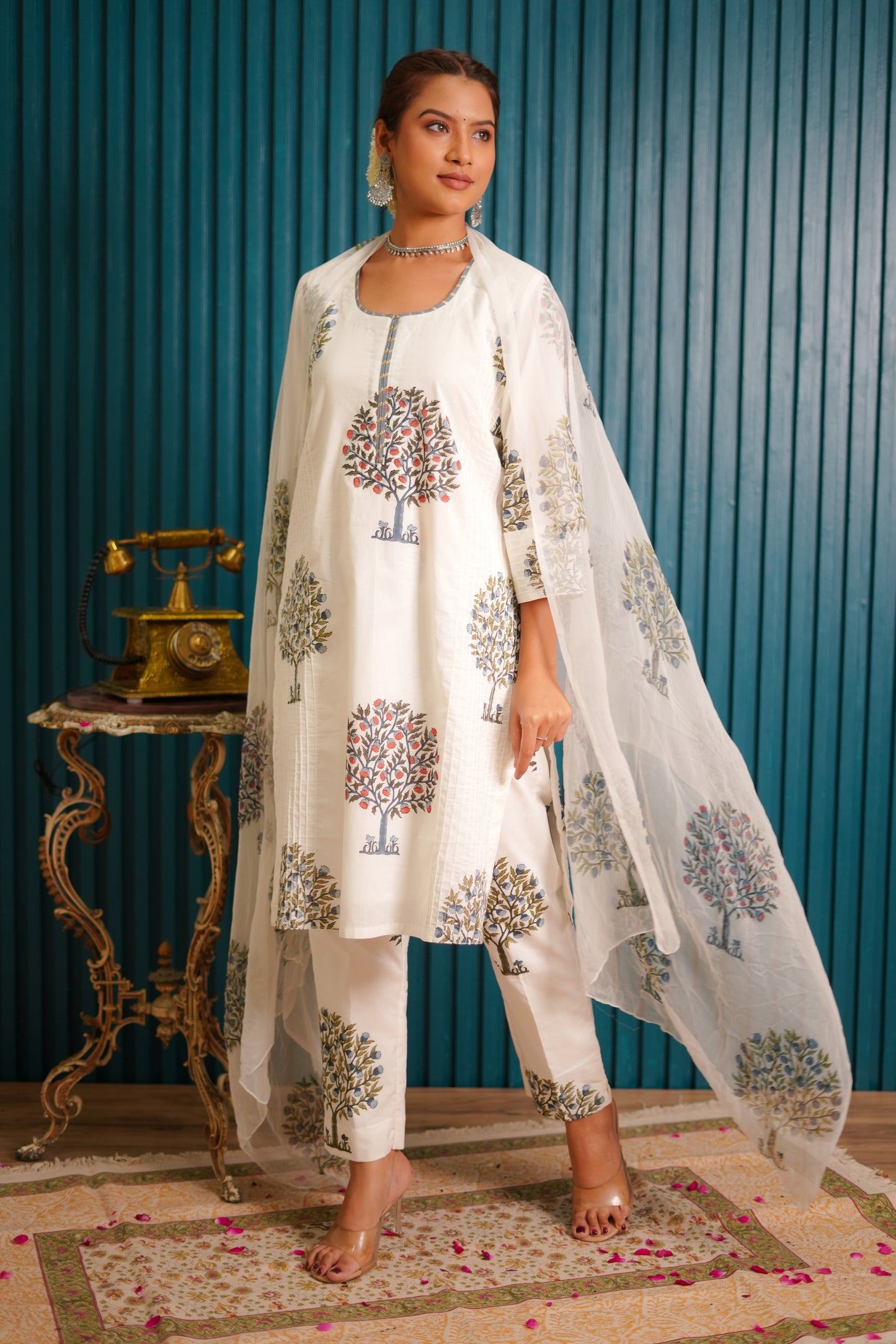 Nidra Tree Hand Block-Printed Kurta Set