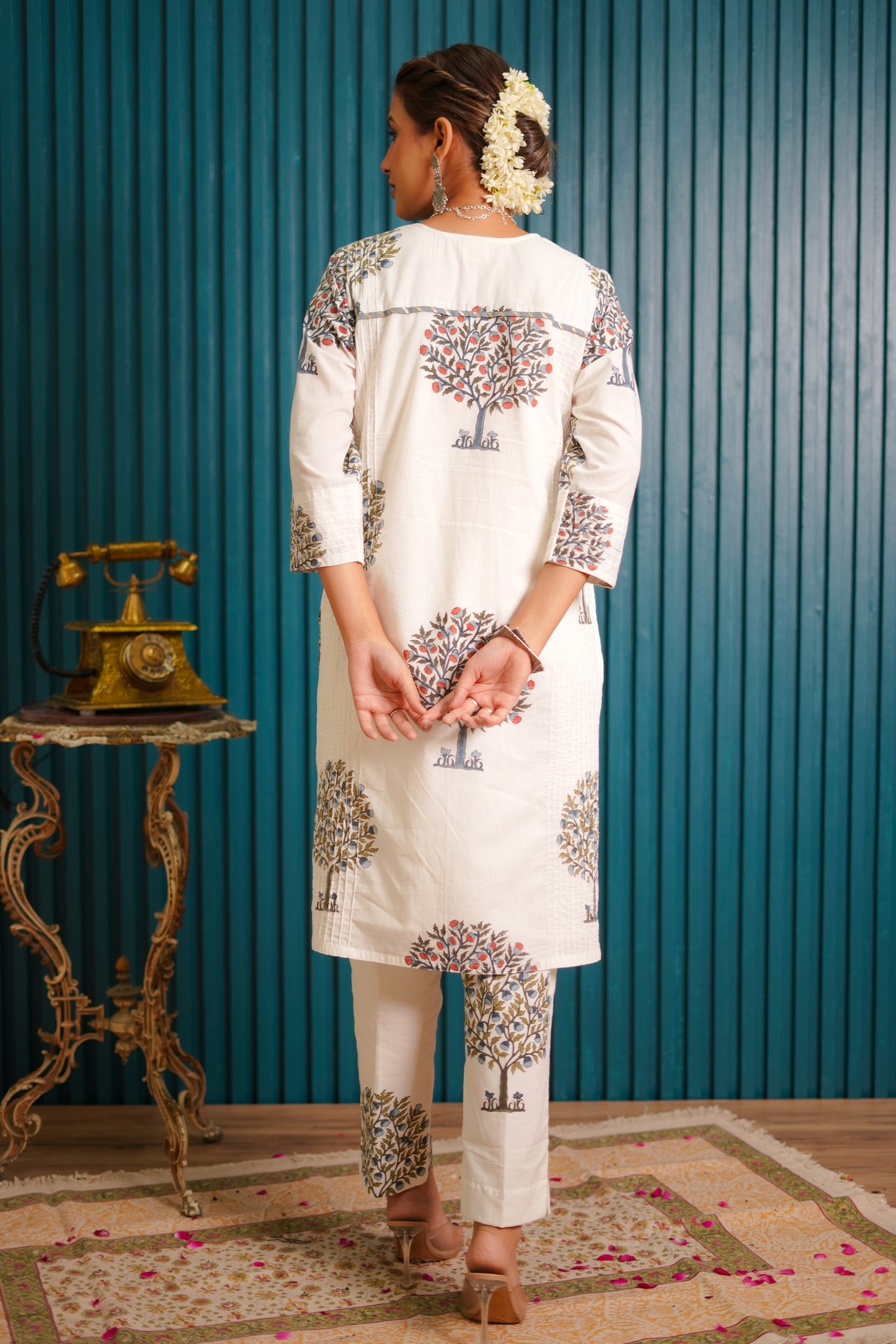 Nidra Tree Hand Block-Printed Kurta Set