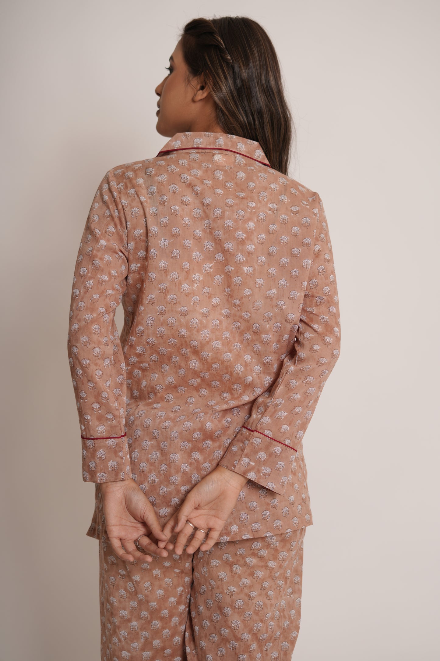 Shovi Brown Buti Hand Block-Printed Cotton Cord Set