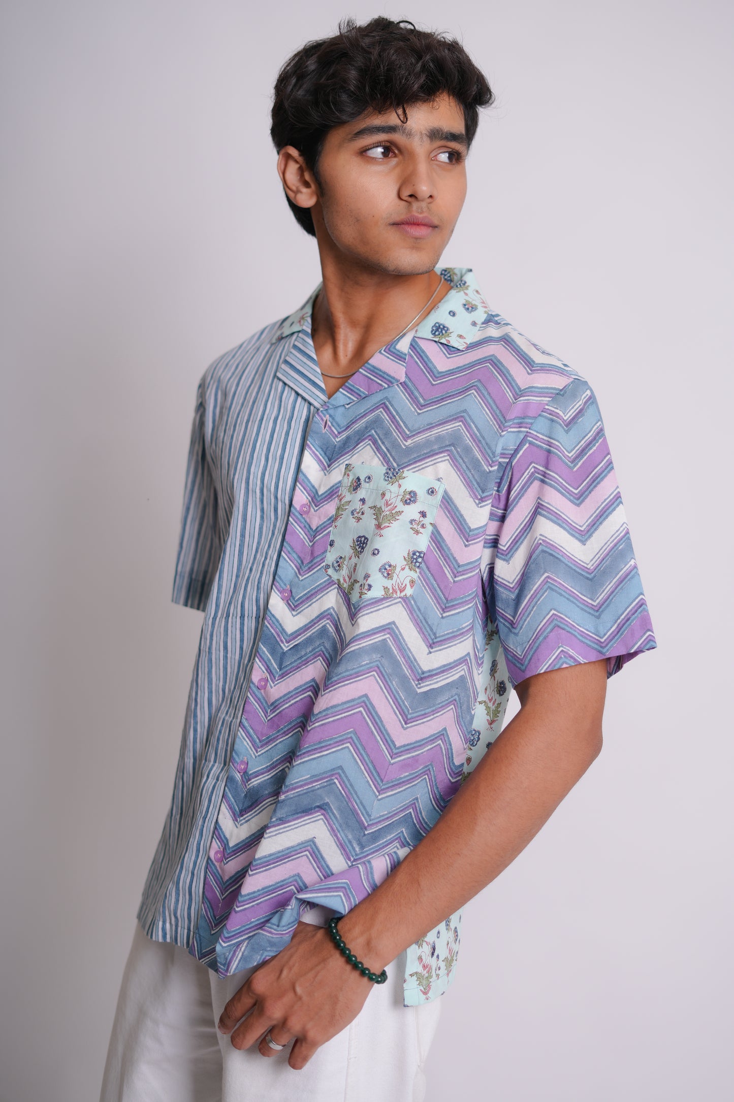 Kiaan Hand Block Printed Patch Worked Shirt