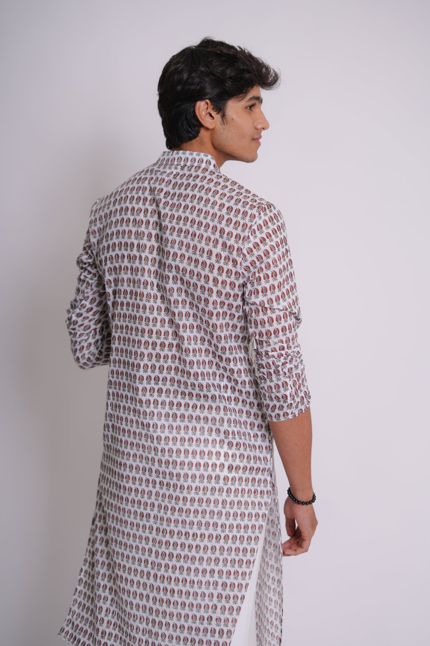 Red Paisley Hand Block Printed Buti Kurta Set
