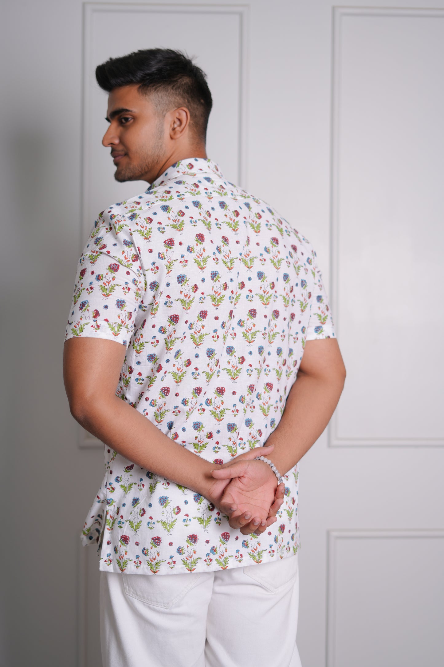 Multi-Color Iris Floral Hand Block Printed Shirt