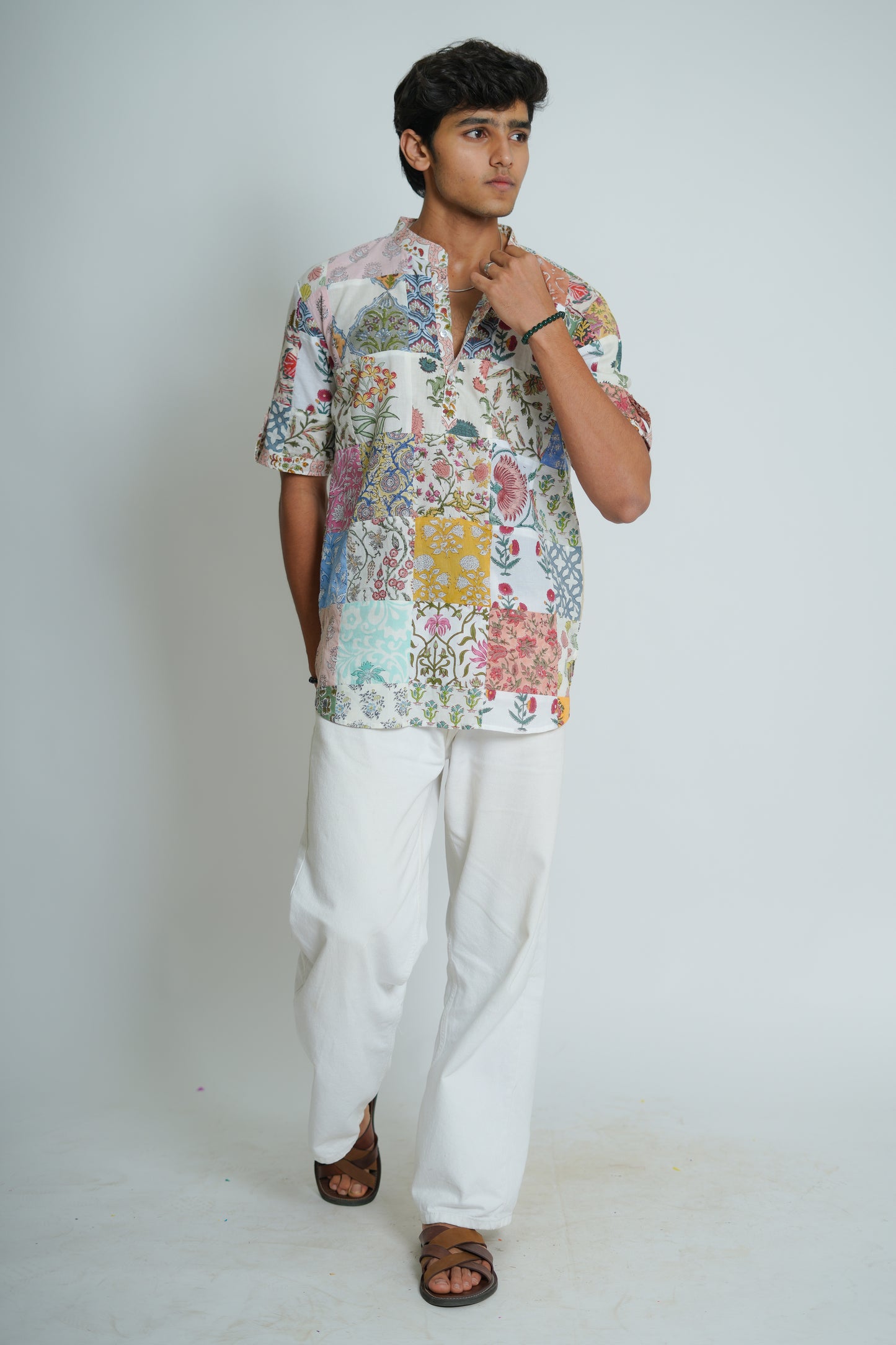 Khayal Hand Block Printed Patch Work Short Kurta
