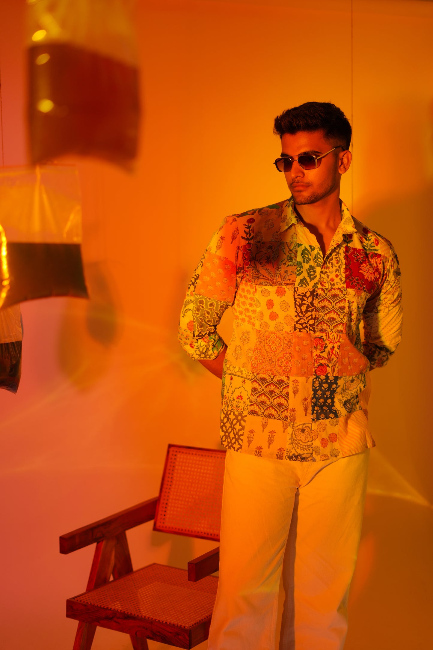 Samar Hand Block Printed Patch Work Full Sleeves Shirt