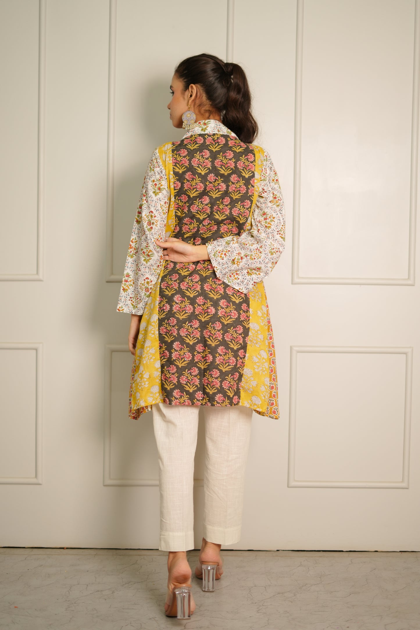 Kashi Hand Block Printed Patch Worked Kurta
