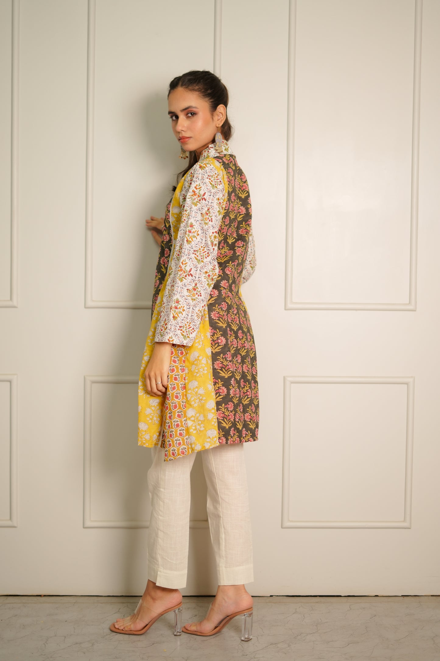 Kashi Hand Block Printed Patch Worked Kurta