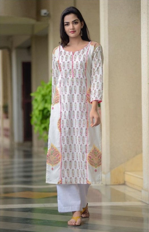 Hand Block Betel Printed Kurta Set