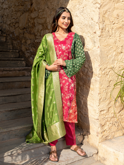 Multi Color Banarasi Brocade Kurta Set