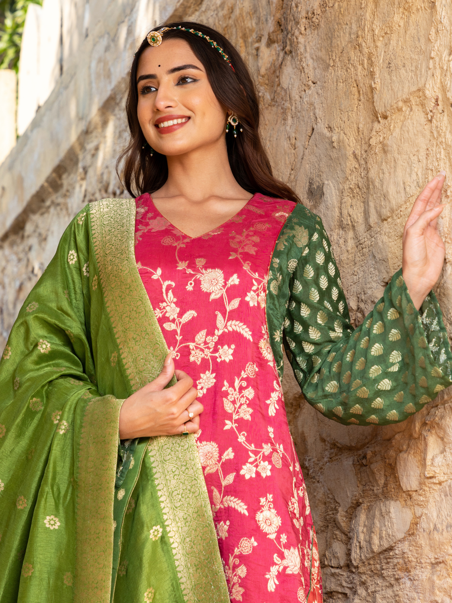 Multi Color Banarasi Brocade Kurta Set