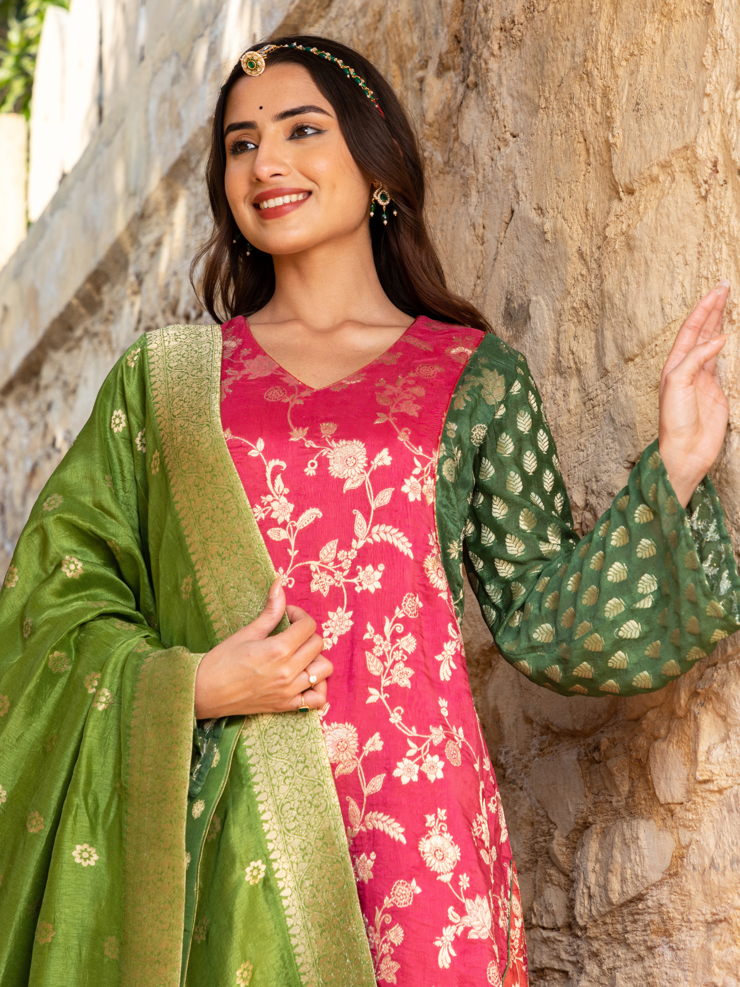 Multi Color Banarasi Brocade Kurta Set