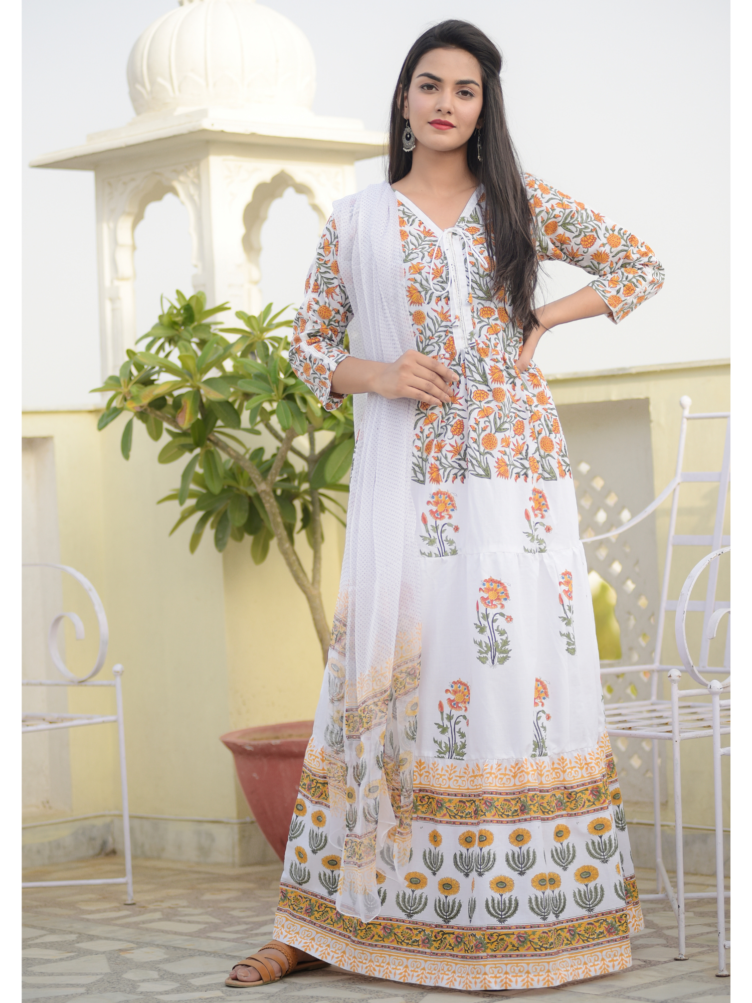 Sunflower Mughal Buta Dress