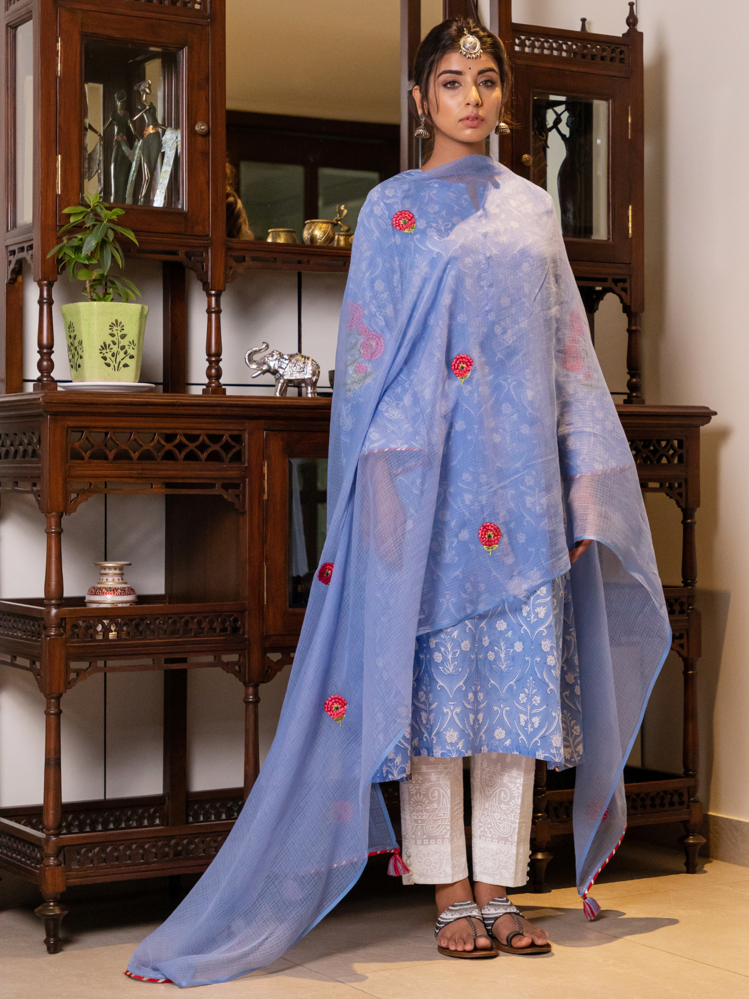 Nazreen Sky Blue Kurta & Dupatta