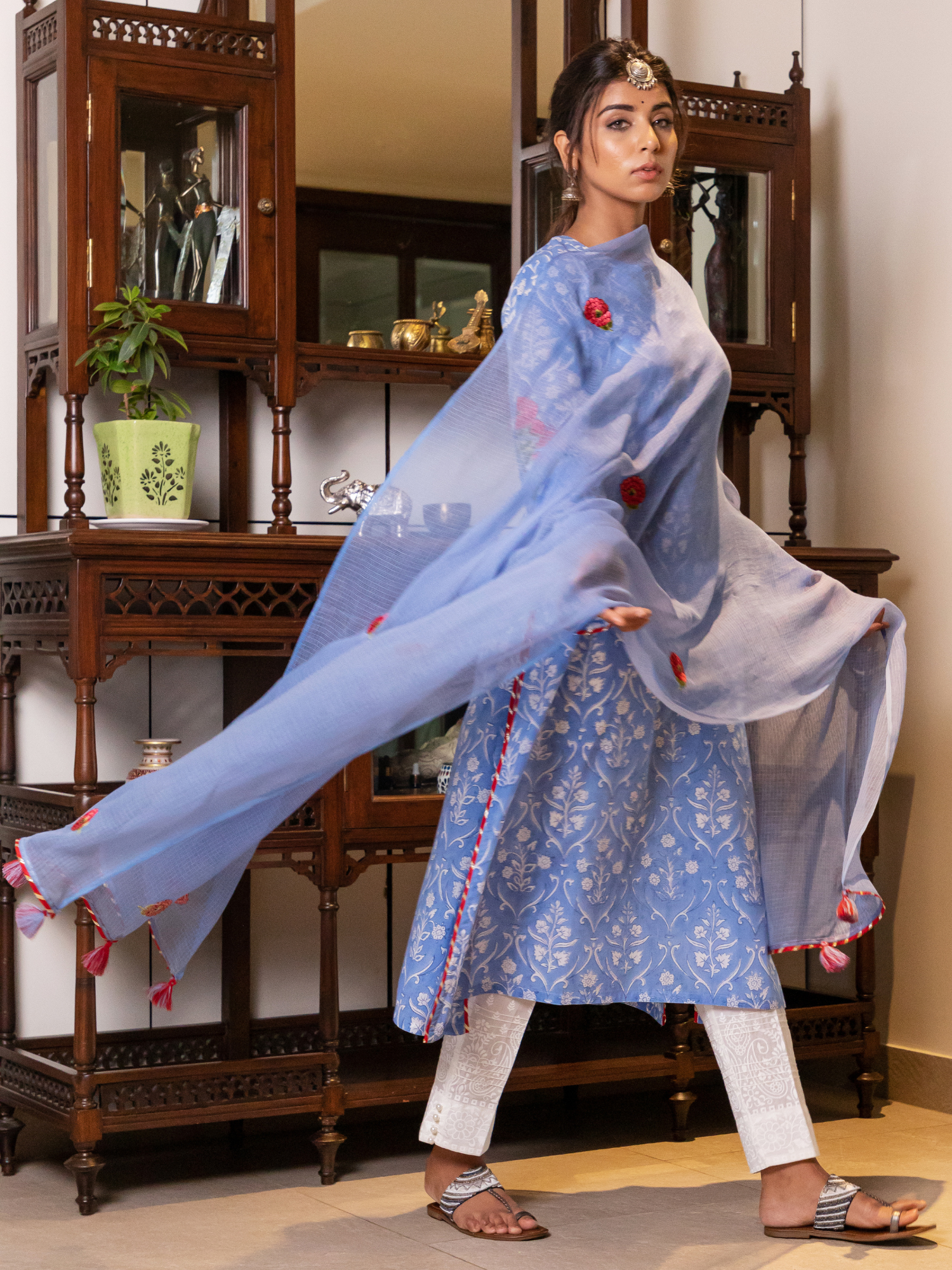 Nazreen Sky Blue Kurta & Dupatta