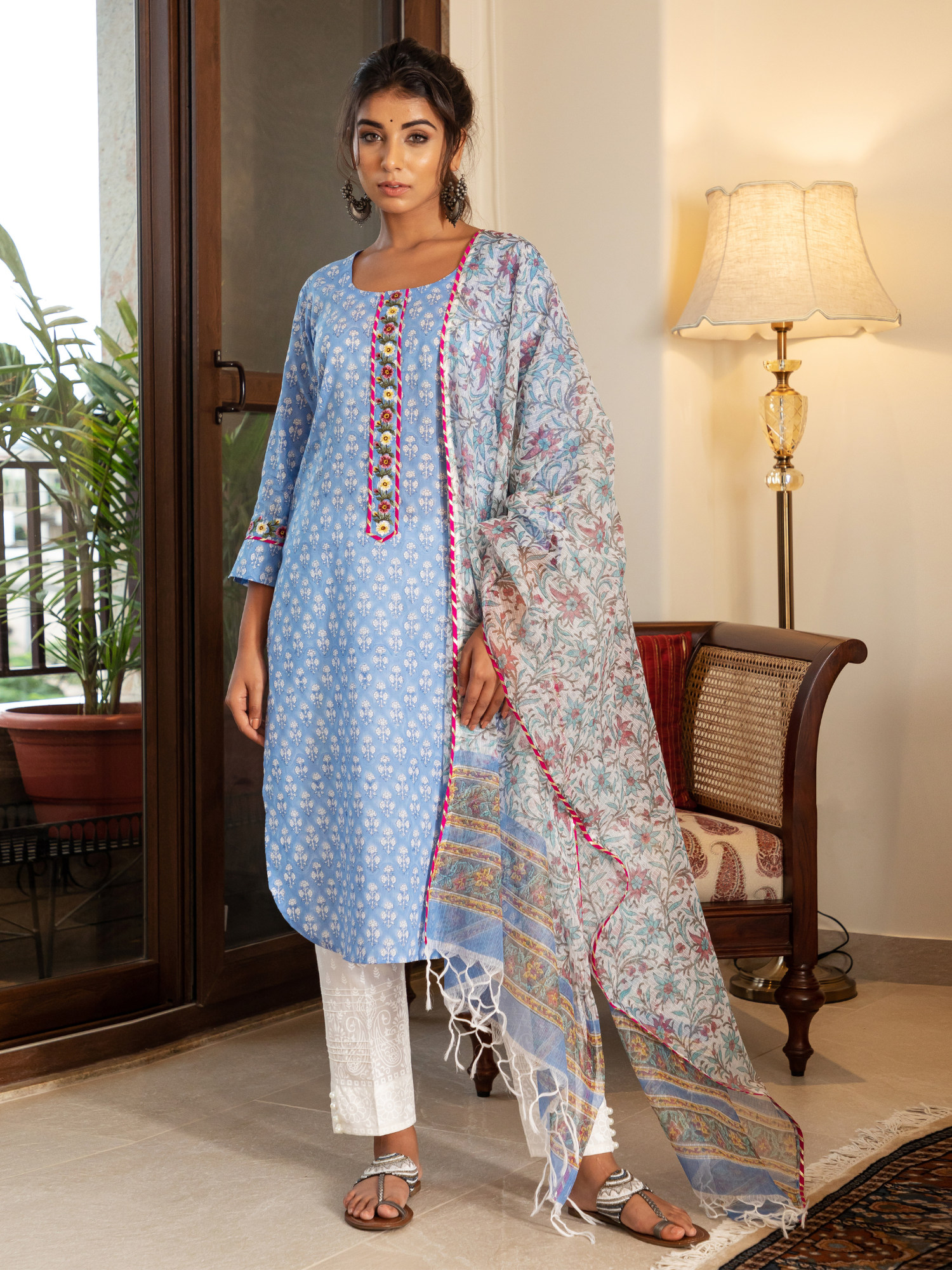 Aarushi Sky Blue Kurta & Dupatta