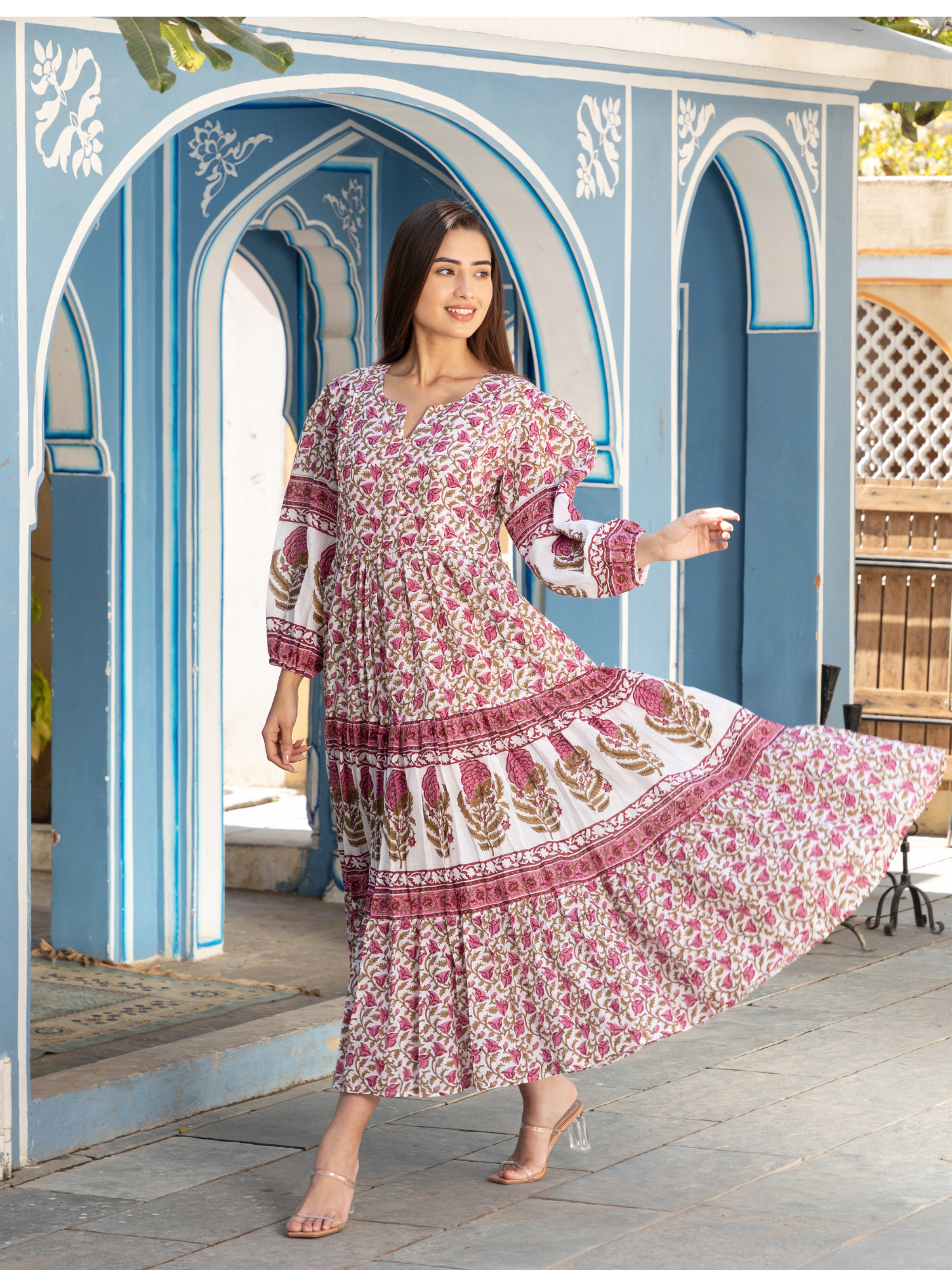 Rani Floral Jaal Tiered Dress