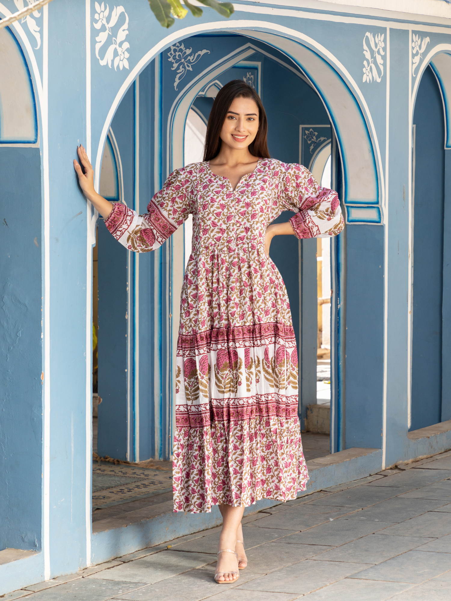 Rani Floral Jaal Tiered Dress