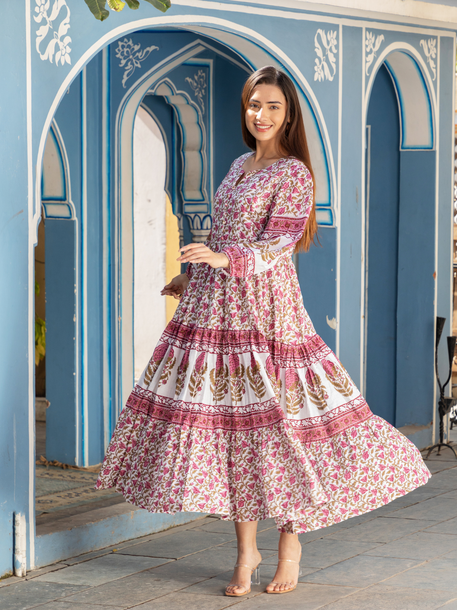 Rani Floral Jaal Tiered Dress