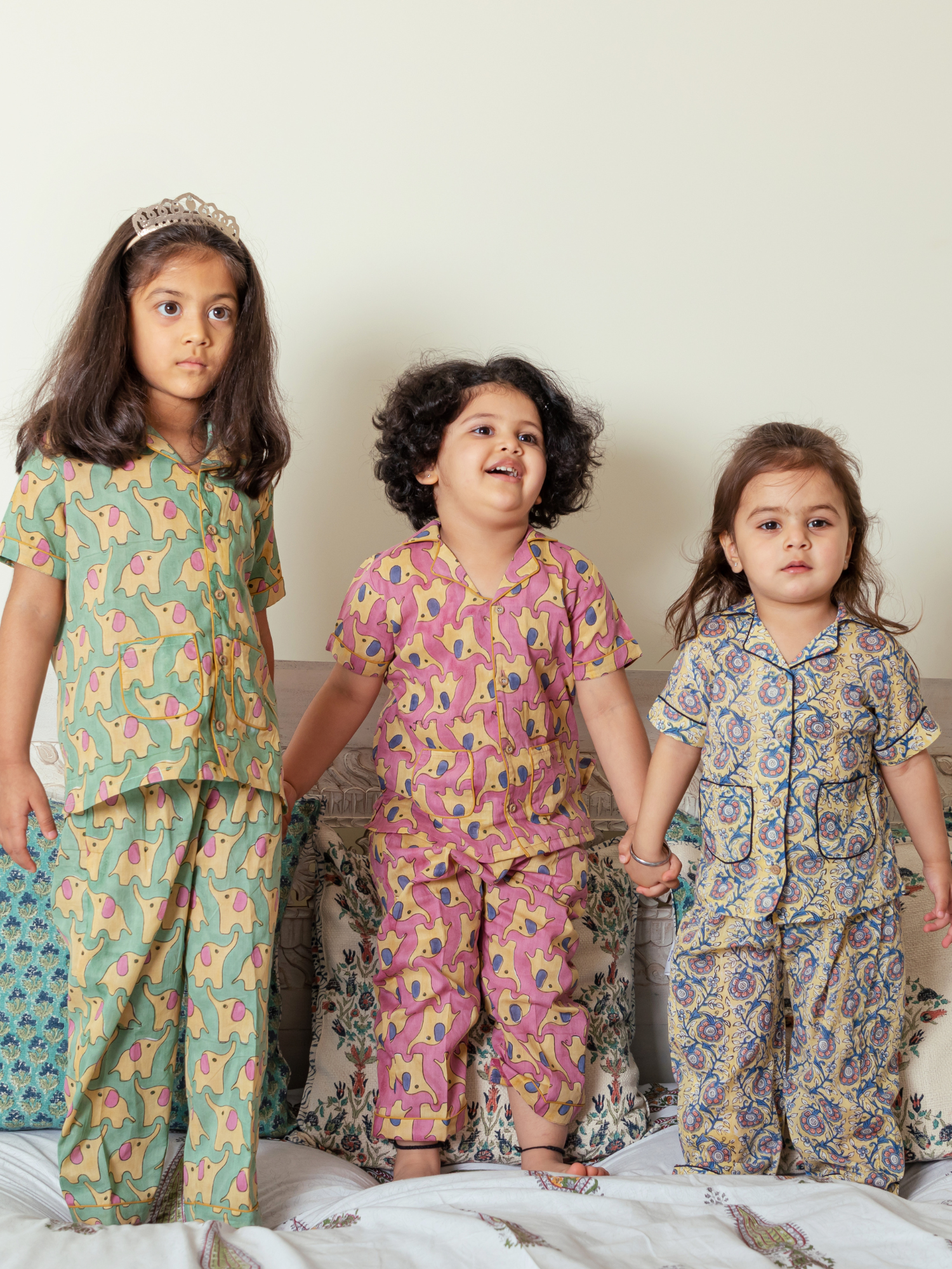 Yellow Floral Jaal Nightwear Set for Girl