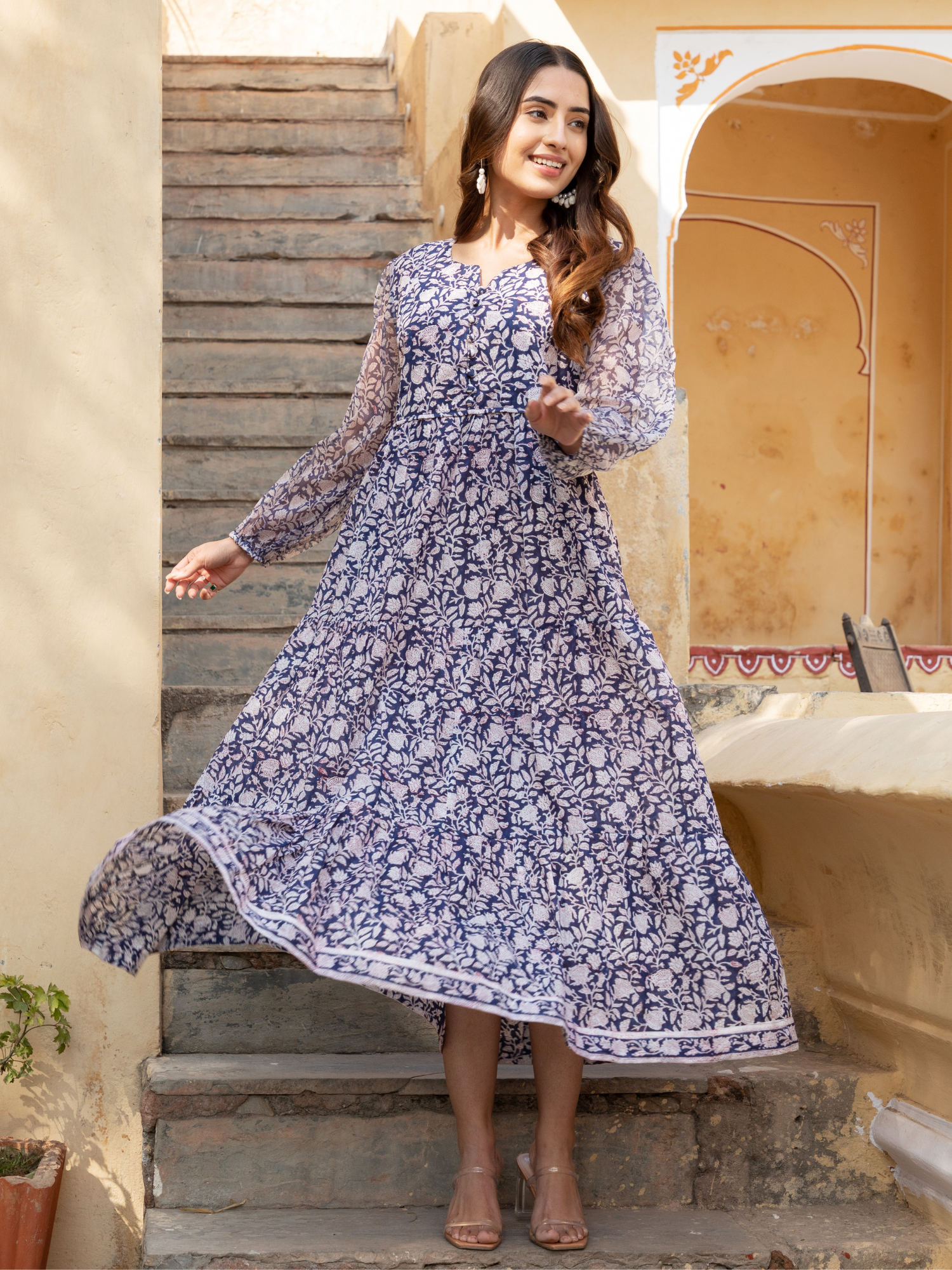 Indigo Blue Tiered Dress