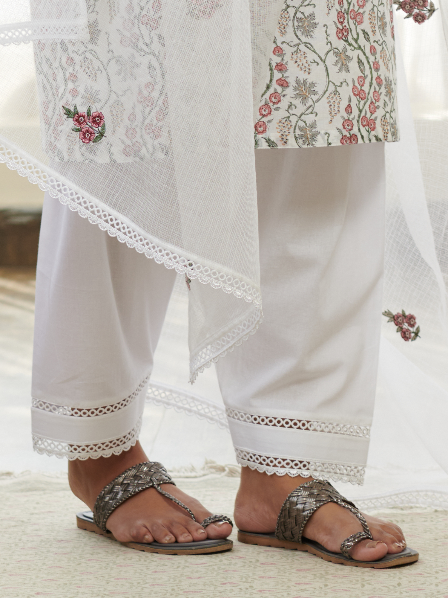 Cotton Salwar with Lace Patchs